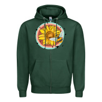 Sports Green bee and sunflower Zipper Hoodie - MaliasSmallBusiness
