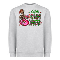 Heather Grey hello summer Heavyweight Sweatshirt - CowhideDigitalArt