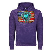 Cloud Purple American flag leopard turquoise gemstone Vintage Hoodie - Neo Western