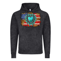 Vintage Black American flag leopard turquoise gemstone Vintage Hoodie - Neo Western