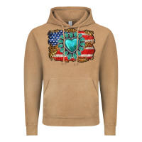 Vintage Camel American flag leopard turquoise gemstone Vintage Hoodie - Neo Western