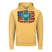Vintage Mustard American flag leopard turquoise gemstone Vintage Hoodie - Neo Western