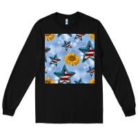 Black patriotic stars and sunflower Long Sleeve Tee - BundleAndBundleShop