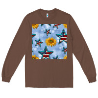 Chestnut patriotic stars and sunflower Long Sleeve Tee - BundleAndBundleShop
