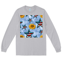 Moon Dust patriotic stars and sunflower Long Sleeve Tee - BundleAndBundleShop
