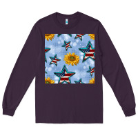Plum patriotic stars and sunflower Long Sleeve Tee - BundleAndBundleShop
