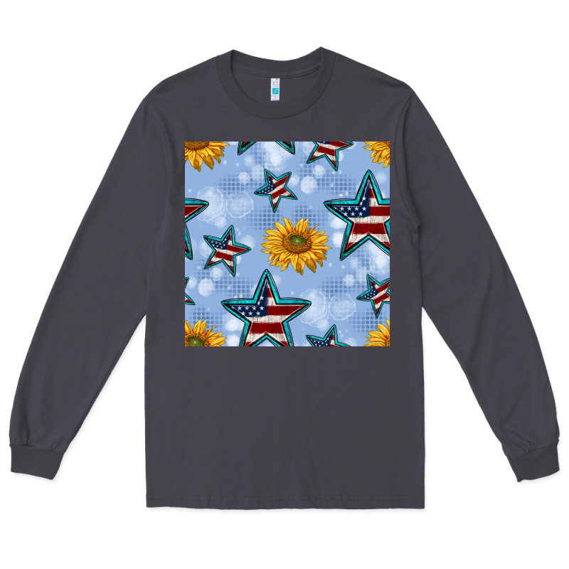 Patriotic Stars And Sunflower Long Sleeve Tee by BundleAndBundleShop | Teevron