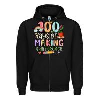 Black 100 days of making a difference Zipper Hoodie - MaliasSmallBusiness