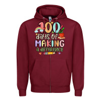 Burgundy 100 days of making a difference Zipper Hoodie - MaliasSmallBusiness