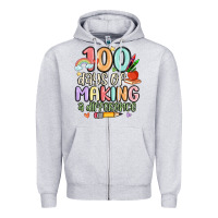 Heather Grey 100 days of making a difference Zipper Hoodie - MaliasSmallBusiness