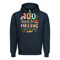 Navy 100 days of making a difference Zipper Hoodie - MaliasSmallBusiness
