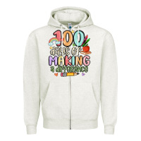 Oatmeal Heather 100 days of making a difference Zipper Hoodie - MaliasSmallBusiness