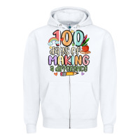 White 100 days of making a difference Zipper Hoodie - MaliasSmallBusiness