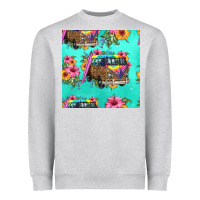 Floral Hippie Truck Seamless Pattern Heavyweight Sweatshirt | Teevron