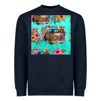 Navy floral hippie truck seamless pattern Heavyweight Sweatshirt - HRA Design Shop