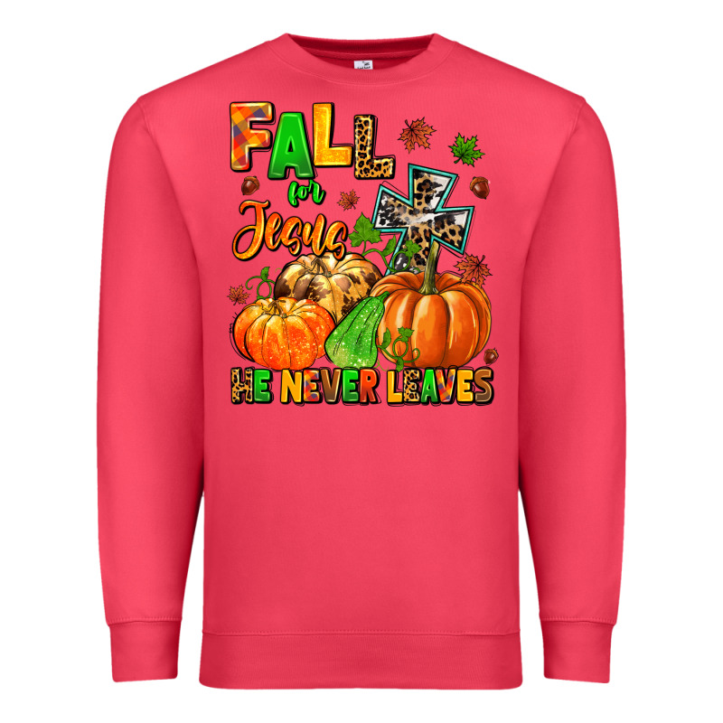 Fall For Jesus He Never Leaves Premium Sweatshirt by MaliasSmallBusiness | Teevron