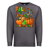 Charcoal Heather fall for jesus he never leaves Premium Sweatshirt - MaliasSmallBusiness