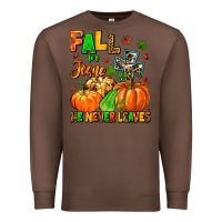 Chestnut fall for jesus he never leaves Premium Sweatshirt - MaliasSmallBusiness