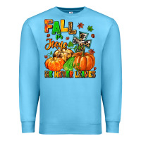 Ocean Blue fall for jesus he never leaves Premium Sweatshirt - MaliasSmallBusiness