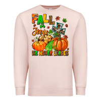 Pale Pink fall for jesus he never leaves Premium Sweatshirt - MaliasSmallBusiness