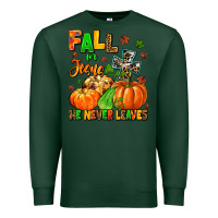 Sports Green fall for jesus he never leaves Premium Sweatshirt - MaliasSmallBusiness