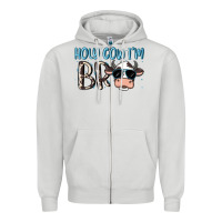 Dove Grey holy cow i'm bro Zipper Hoodie - MaliasSmallBusiness