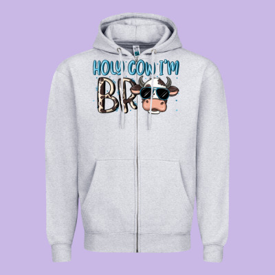 Holy Cow I'm Bro Zipper Hoodie Designed By Maliassmallbusiness