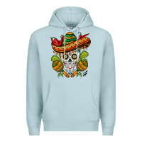 Blue Mist sombrero skull Premium Hoodie - BarkalooDesign