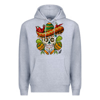 Heather Grey sombrero skull Premium Hoodie - BarkalooDesign