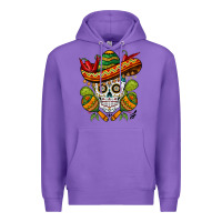 Purple sombrero skull Premium Hoodie - BarkalooDesign