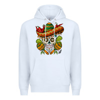 White sombrero skull Premium Hoodie - BarkalooDesign