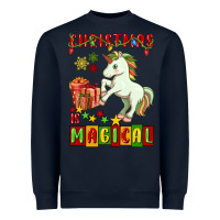 Navy christmas magical unicorn Heavyweight Sweatshirt - FaDigitalArtStudio