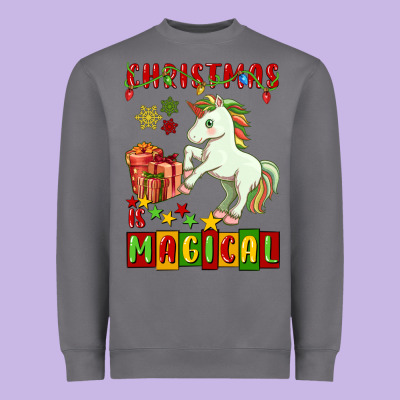 Christmas Magical Unicorn Heavyweight Sweatshirt Designed By Fadigitalartstudio