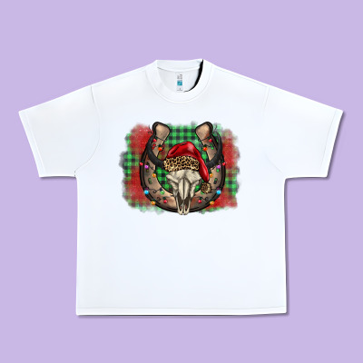 Christmas Horseshoe Bull Skull Urban Heavy Tee Designed By Barkaloodesign