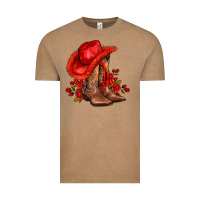 Vintage Coffee valentines day cowboy boots red  and roses Vintage Tee - AdoDesignShop
