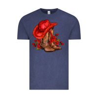 Vintage Denim valentines day cowboy boots red  and roses Vintage Tee - AdoDesignShop