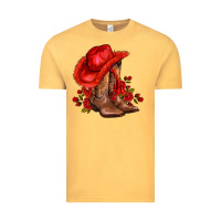 Vintage Mustard valentines day cowboy boots red  and roses Vintage Tee - AdoDesignShop