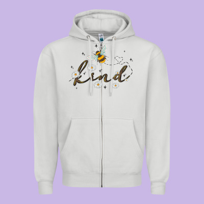 Bee Kind Zipper Hoodie Designed By Maliassmallbusiness