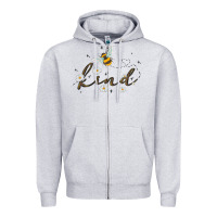 Heather Grey bee kind Zipper Hoodie - MaliasSmallBusiness
