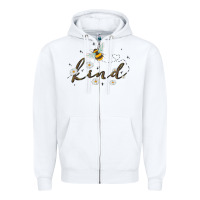 White bee kind Zipper Hoodie - MaliasSmallBusiness