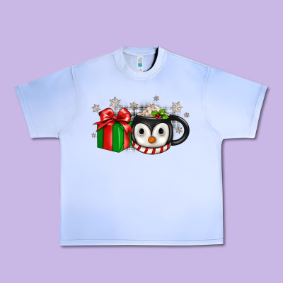 Christmas Penguin Coffee Urban Heavy Tee Designed By Jahusdesignshop
