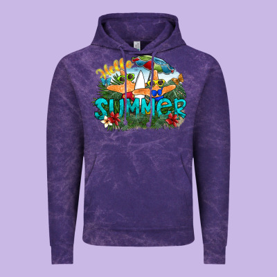 Hello Summer Vintage Hoodie Designed By Sublimationcraftshop