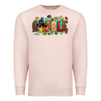 Pale Pink gobble with thanksgiving turkeys Premium Sweatshirt - MaliasSmallBusiness
