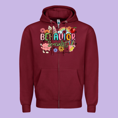 Behavior Specialist Zipper Hoodie Designed By Maliassmallbusiness