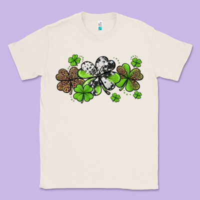 Western Cowhide Leopard Glitter Shamrocks Classic Tee Designed By Jasminsmagicworld