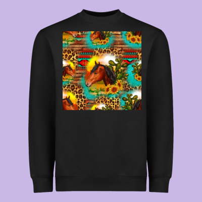 Desert Horse Seamless Patern Heavyweight Sweatshirt Designed By Hra Design Shop