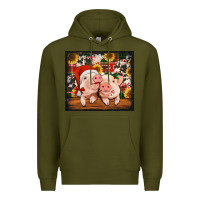 Army Green Christmas pigs tumbler Premium Hoodie - Jasminsmagicworld