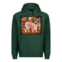 Sports Green Christmas pigs tumbler Premium Hoodie - Jasminsmagicworld