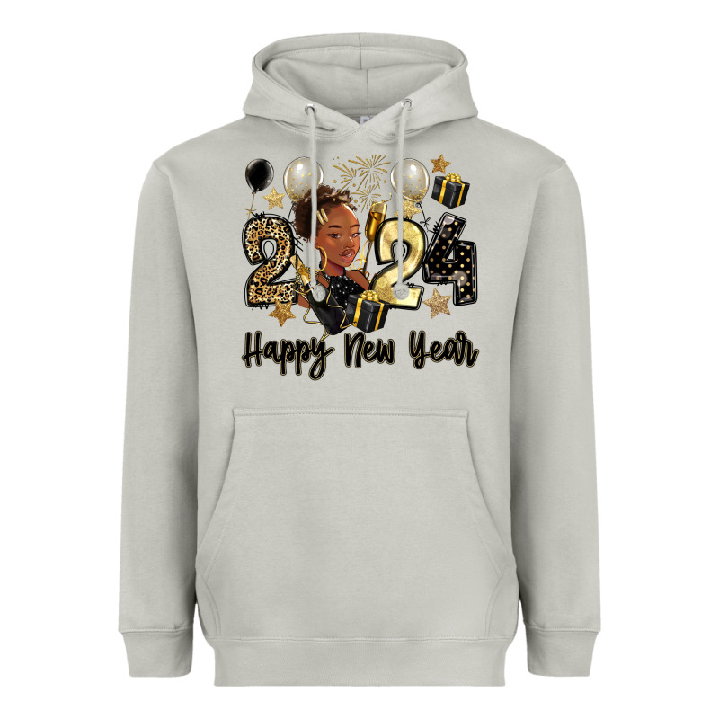 2024 Happy New Year Black Woman Heavyweight Hoodie by MaliasSmallBusiness | Teevron