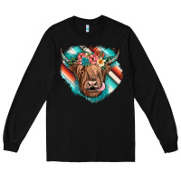 Black highland cow serape Long Sleeve Tee - JahusDesignShop